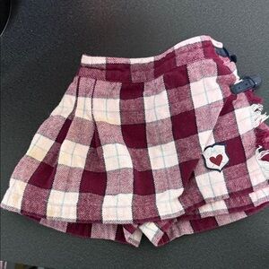 Disney Burgundy and White Plaid Skort  with Heart Emblem 2005